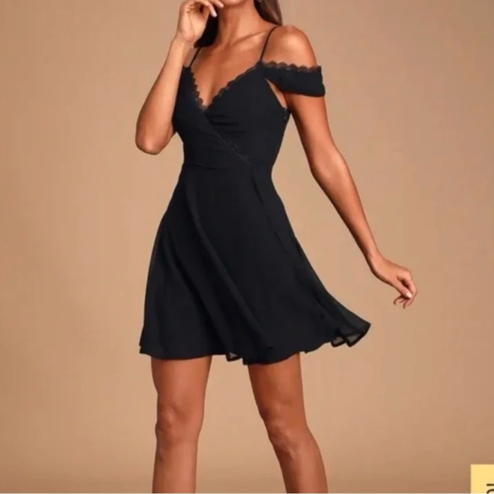 Lulu's Black Dress with Lace Detail
